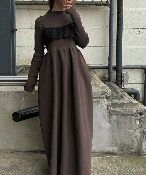 rib docking volume garter knit OP（ワンピース）｜WILLFULLY（ウィル