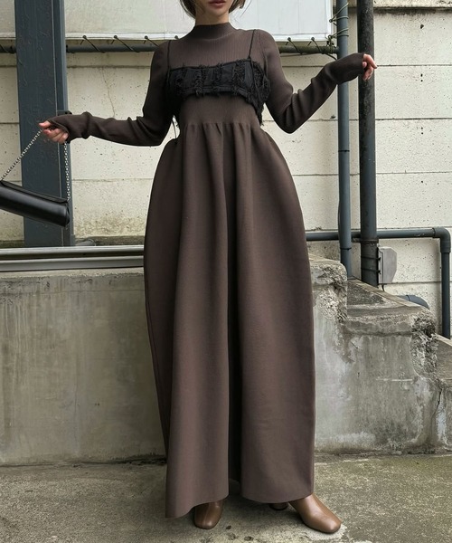 rib docking volume garter knit OP（ワンピース）｜WILLFULLY（ウィル