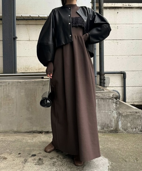 rib docking volume garter knit OP（ワンピース）｜WILLFULLY（ウィル