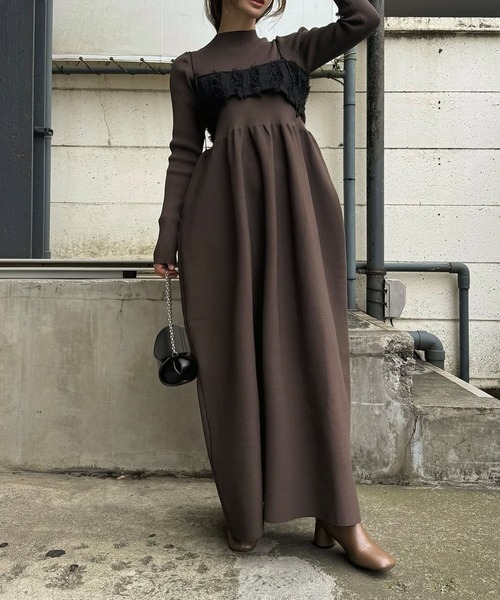 rib docking volume garter knit OP（ワンピース）｜WILLFULLY（ウィル