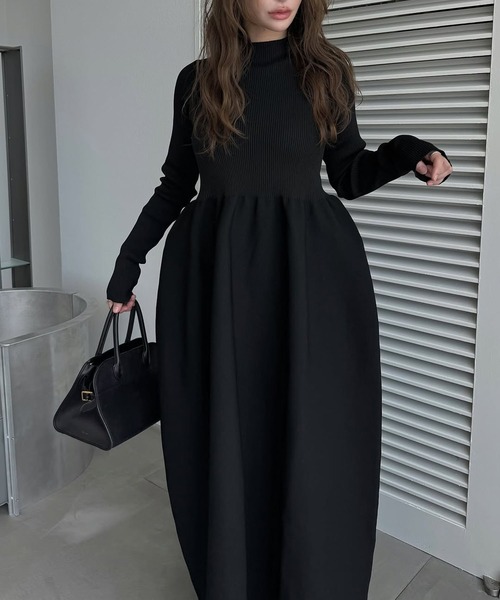 rib docking volume garter knit OP（ワンピース）｜WILLFULLY（ウィル