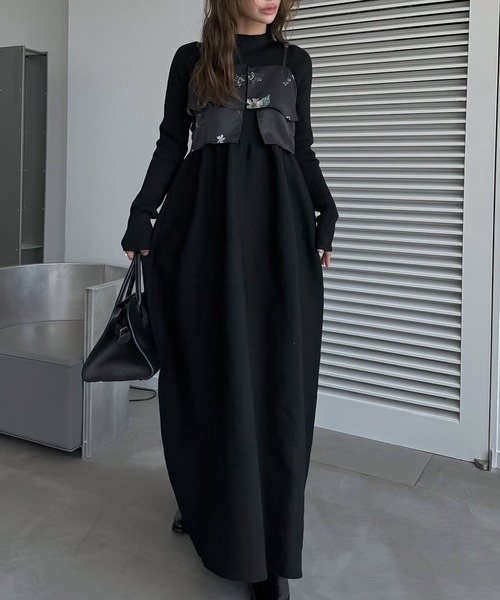 rib docking volume garter knit OP（ワンピース）｜WILLFULLY（ウィル