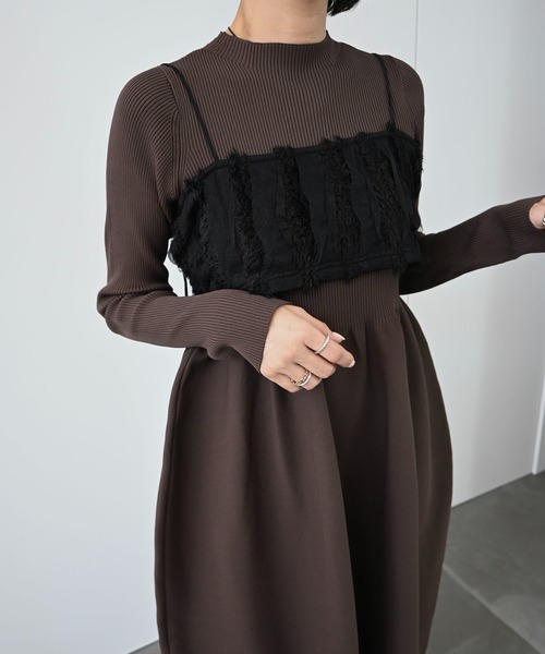 rib docking volume garter knit OP（ワンピース）｜WILLFULLY（ウィル