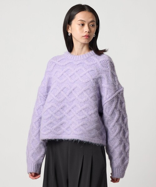 EMMEL REFINES(エメルリファインズ)の「<EMMEL REFINES>EM バックリボン ケーブルニット プルオーバー(ニット/セーター・レディース・ライラック/イエロー/ホワイト・FREE)」の11枚目の写真