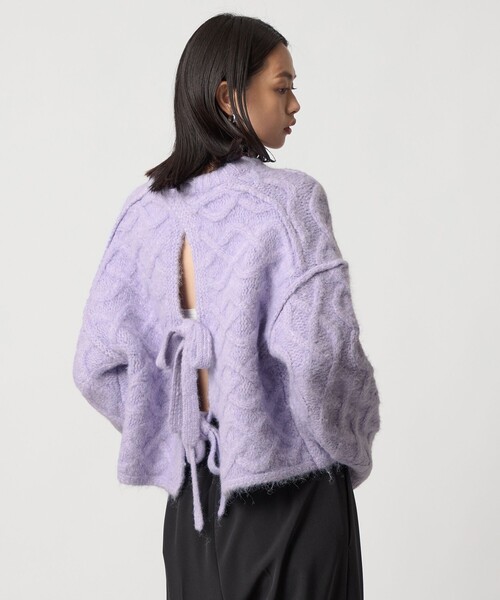 EMMEL REFINES(エメルリファインズ)の「<EMMEL REFINES>EM バックリボン ケーブルニット プルオーバー(ニット/セーター・レディース・ライラック/イエロー/ホワイト・FREE)」の14枚目の写真