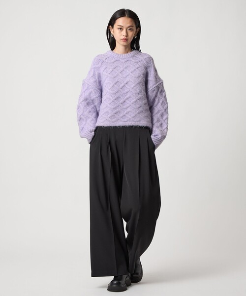 EMMEL REFINES(エメルリファインズ)の「<EMMEL REFINES>EM バックリボン ケーブルニット プルオーバー(ニット/セーター・レディース・ライラック/イエロー/ホワイト・FREE)」の16枚目の写真