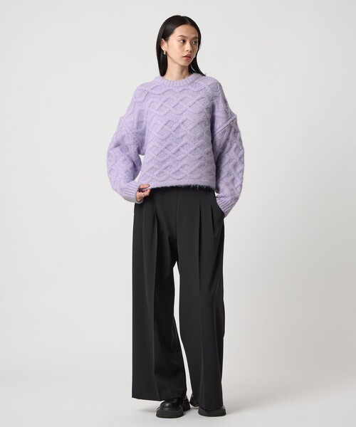 EMMEL REFINES(エメルリファインズ)の「<EMMEL REFINES>EM バックリボン ケーブルニット プルオーバー(ニット/セーター・レディース・ライラック/イエロー/ホワイト・FREE)」の17枚目の写真