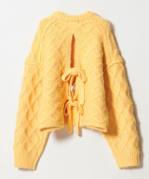 EMMEL REFINES(エメルリファインズ)の「<EMMEL REFINES>EM バックリボン ケーブルニット プルオーバー(ニット/セーター・レディース・ライラック/イエロー/ホワイト・FREE)」の19枚目の写真