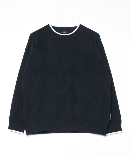 TIGORA(ティゴラ)の「ティゴラ TIGORA ウォッシャブル地柄モックセーター(ニット/セーター・レディース・ピンク/ネイビー・M/L/2XL/XL)」の1枚目の写真