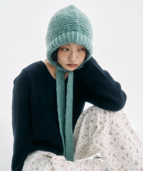 FEKETE（フェケテ）の「ribbon balaclava / リボンバラクラバ（ニットキャップ/ビーニー・レディース・ネイビー/ミント/アイボリー・FREE）」の12枚目の写真