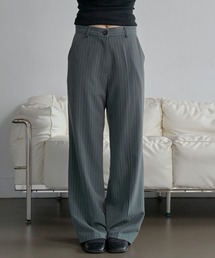 UNE MANSION | 【UNE ORIGINAL】【低身長 / 高身長用 サイズ＆丈が選べるスラックス , 男女兼用/UNISEX】】【 3color ／ ３size／ 3lengths 】【 足長効果あり】ベーシックストライプワイドスラックス(スラックス)