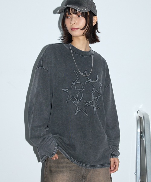 Anchor Smith(アンカー スミス)の「ヴィンテージ加工スターパッチワーク刺繍クルーネックロンT(Tシャツ/カットソー・レディース・ネイビー/ブラウン/スミクロ・M/L)」の19枚目の写真