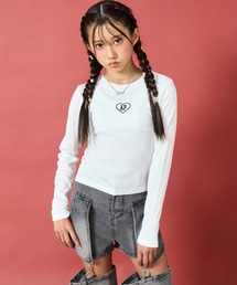 ANAP GiRL（アナップガール）の「刺繍ハートロゴ リブトップス【キッズお揃い】（Tシャツ/カットソー）」