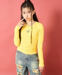 ANAP GｉRL（アナップガール）の「刺繍ハートロゴ リブトップス【キッズお揃い】（Tシャツ/カットソー・キッズ）」
