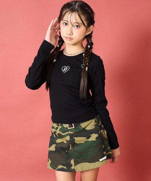 ANAP GiRL（アナップガール）の「刺繍ハートロゴ リブトップス
