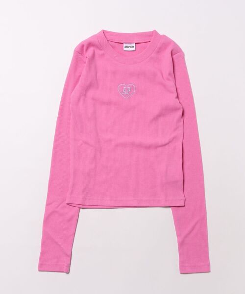 刺繍ハートロゴ リブトップス【キッズお揃い】（Tシャツ/カットソー