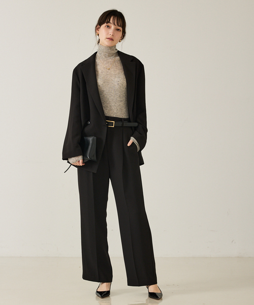 qualite(カリテ)の「【セットアップ対応】ワイドダブルジャケット/秋服/冬服/オフィスカジュアル/オーバージャケット(テーラードジャケット・レディース・ブラック/モカ・36/38)」の8枚目の写真