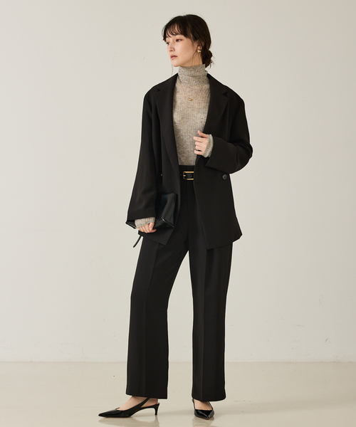qualite(カリテ)の「【セットアップ対応】ワイドダブルジャケット/秋服/冬服/オフィスカジュアル/オーバージャケット(テーラードジャケット・レディース・ブラック/モカ・36/38)」の9枚目の写真