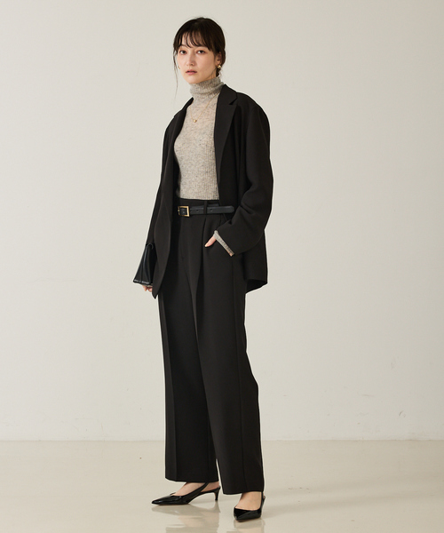 qualite(カリテ)の「【セットアップ対応】ワイドダブルジャケット/秋服/冬服/オフィスカジュアル/オーバージャケット(テーラードジャケット・レディース・ブラック/モカ・36/38)」の10枚目の写真