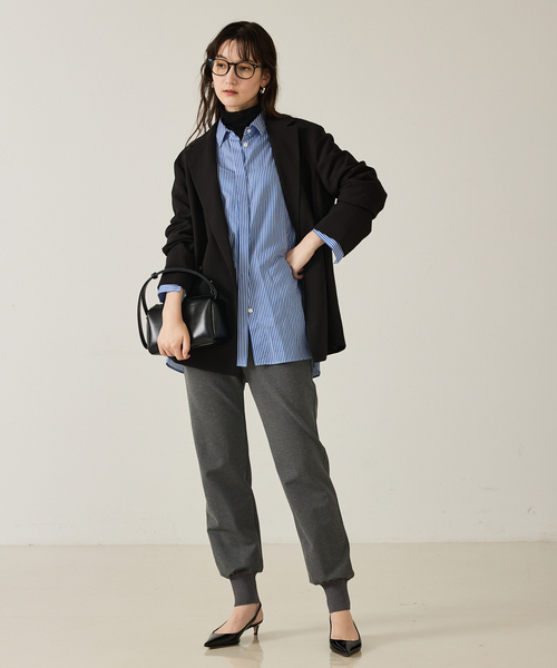 qualite(カリテ)の「【セットアップ対応】ワイドダブルジャケット/秋服/冬服/オフィスカジュアル/オーバージャケット(テーラードジャケット・レディース・ブラック/モカ・36/38)」の12枚目の写真