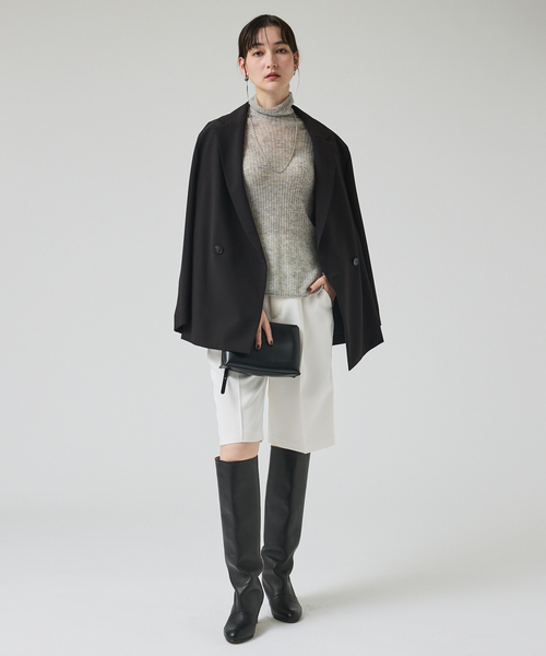 qualite(カリテ)の「【セットアップ対応】ワイドダブルジャケット/秋服/冬服/オフィスカジュアル/オーバージャケット(テーラードジャケット・レディース・ブラック/モカ・36/38)」の13枚目の写真