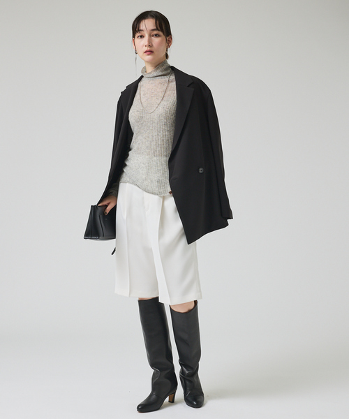 qualite(カリテ)の「【セットアップ対応】ワイドダブルジャケット/秋服/冬服/オフィスカジュアル/オーバージャケット(テーラードジャケット・レディース・ブラック/モカ・36/38)」の14枚目の写真