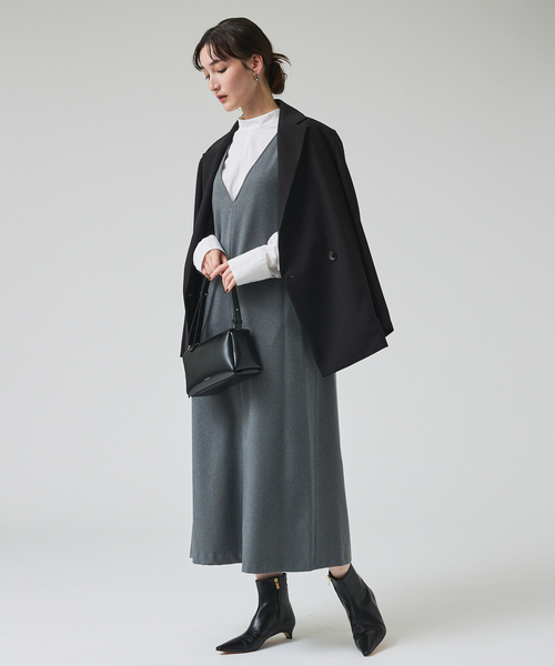 qualite(カリテ)の「【セットアップ対応】ワイドダブルジャケット/秋服/冬服/オフィスカジュアル/オーバージャケット(テーラードジャケット・レディース・ブラック/モカ・36/38)」の15枚目の写真