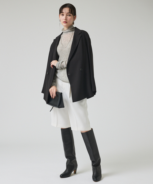 qualite(カリテ)の「【セットアップ対応】ワイドダブルジャケット/秋服/冬服/オフィスカジュアル/オーバージャケット(テーラードジャケット・レディース・ブラック/モカ・36/38)」の18枚目の写真