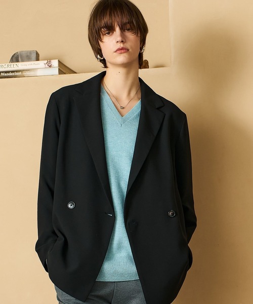 qualite(カリテ)の「【セットアップ対応】ワイドダブルジャケット/秋服/冬服/オフィスカジュアル/オーバージャケット(テーラードジャケット・レディース・ブラック/モカ・36/38)」の1枚目の写真