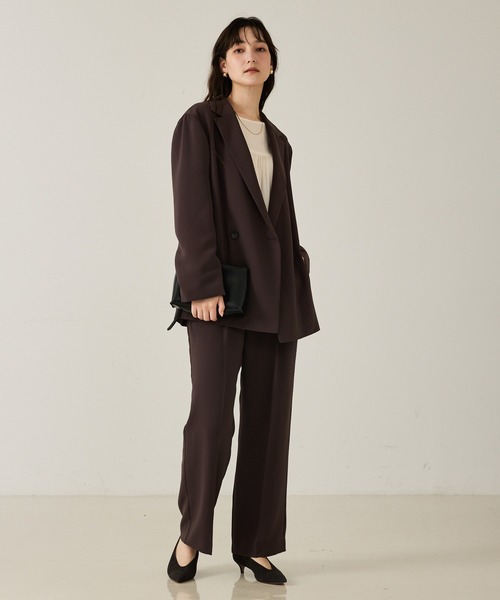 qualite(カリテ)の「【セットアップ対応】ワイドダブルジャケット/秋服/冬服/オフィスカジュアル/オーバージャケット(テーラードジャケット・レディース・ブラック/モカ・36/38)」の22枚目の写真