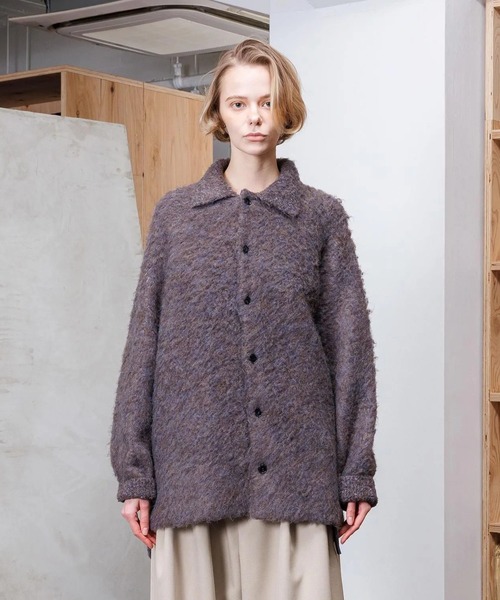 VOAAOV(ヴォアーブ)の「【VOAAOV】 FULLERS TEASEL BRUSHED KNIT Cardigan(カーディガン/ボレロ・メンズ・ブラック/ネイビー/ブラウン・1/2)」の2枚目の写真