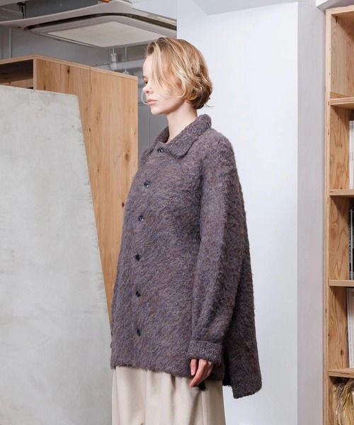 VOAAOV(ヴォアーブ)の「【VOAAOV】 FULLERS TEASEL BRUSHED KNIT Cardigan(カーディガン/ボレロ・メンズ・ブラック/ネイビー/ブラウン・1/2)」の4枚目の写真