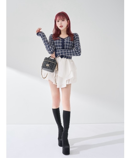 Darich（ダーリッチ）の「ボリュームフリルツイードニットミニワンピース（ワンピース・レディース・ブラウン/ネイビー/ブラック・FREE/FL）」の20枚目の写真