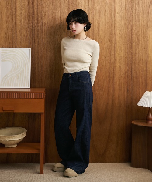 LAULEN（ローレン）の「back pocket flare denim pants /バックポケットフレアデニムパンツ（デニムパンツ・レディース・ネイビー・M/S）」の6枚目の写真