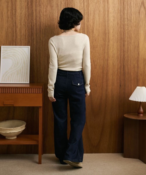 LAULEN（ローレン）の「back pocket flare denim pants /バックポケットフレアデニムパンツ（デニムパンツ・レディース・ネイビー・M/S）」の8枚目の写真