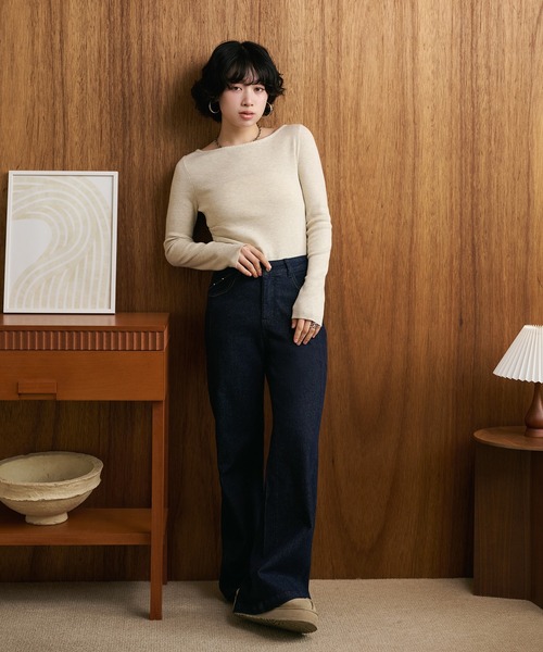 LAULEN（ローレン）の「back pocket flare denim pants /バックポケットフレアデニムパンツ（デニムパンツ・レディース・ネイビー・M/S）」の10枚目の写真