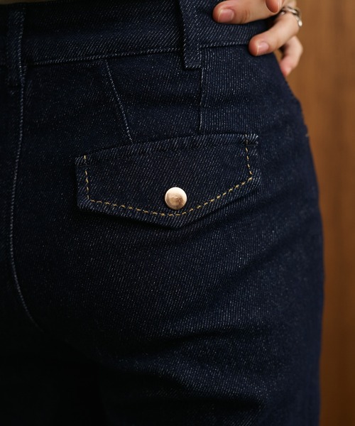 LAULEN（ローレン）の「back pocket flare denim pants /バックポケットフレアデニムパンツ（デニムパンツ・レディース・ネイビー・M/S）」の13枚目の写真