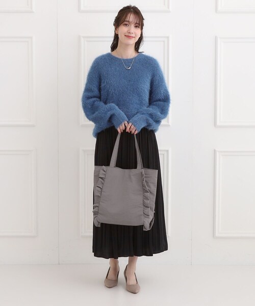 SHOO・LA・RUE(シューラルー)の「【セレモニー】フリルトートバッグ(トートバッグ・レディース・グレー/ブラック/ライトベージュ/ライトパープル/ネイビー・00)」の7枚目の写真