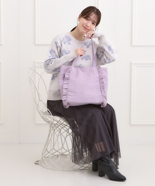 SHOO・LA・RUE(シューラルー)の「【セレモニー】フリルトートバッグ(トートバッグ・レディース・グレー/ブラック/ライトベージュ/ライトパープル/ネイビー・00)」の13枚目の写真