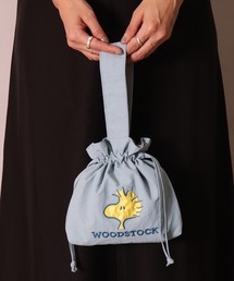 BAYBLO（ベイブロ）の「(ACT)【PEANUTS】アップリケ 刺繍 ナイロン 巾着バッグ（ハンドバッグ）」