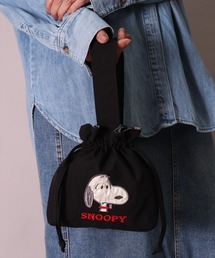 BAYBLO（ベイブロ）の「(ACT)【PEANUTS】アップリケ 刺繍 ナイロン 巾着バッグ（ハンドバッグ）」