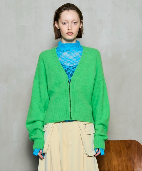 MAISON SPECIAL(メゾンスペシャル)の「Fox Blend Cardigan / フォックスブレンドカーデ(カーディガン/ボレロ・レディース・グレー/レッド/グリーン・FREE)」の6枚目の写真