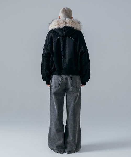 ajouter flow（アジューテフロー）の「【ajouter flow】rhinestone N-2B jacket（ブルゾン・メンズ・ブラック/ピンク・MEDIUM/LARGE）」の6枚目の写真