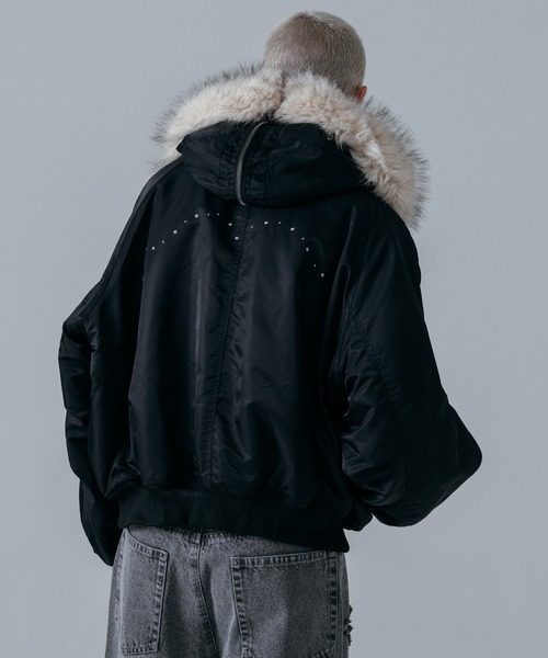 ajouter flow（アジューテフロー）の「【ajouter flow】rhinestone N-2B jacket（ブルゾン・メンズ・ブラック/ピンク・MEDIUM/LARGE）」の12枚目の写真