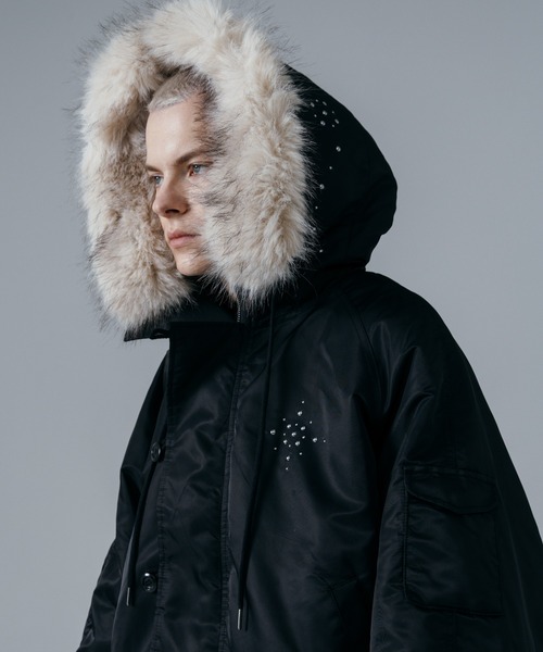 ajouter flow（アジューテフロー）の「【ajouter flow】rhinestone N-2B jacket（ブルゾン・メンズ・ブラック/ピンク・MEDIUM/LARGE）」の8枚目の写真