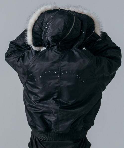 ajouter flow（アジューテフロー）の「【ajouter flow】rhinestone N-2B jacket（ブルゾン・メンズ・ブラック/ピンク・MEDIUM/LARGE）」の15枚目の写真