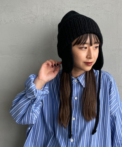 RACAL（ラカル）の「[RACAL/ラカル] 耳当て付き ニットワッチ（ニットキャップ/ビーニー・メンズ・ブラック/ブラウン・F）」の2枚目の写真