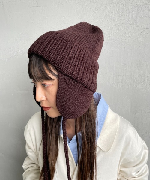 RACAL（ラカル）の「[RACAL/ラカル] 耳当て付き ニットワッチ（ニットキャップ/ビーニー・メンズ・ブラック/ブラウン・F）」の3枚目の写真