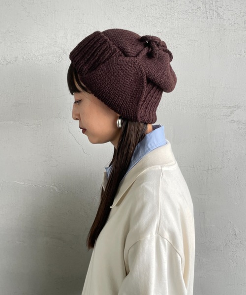 RACAL（ラカル）の「[RACAL/ラカル] 耳当て付き ニットワッチ（ニットキャップ/ビーニー・メンズ・ブラック/ブラウン・F）」の4枚目の写真