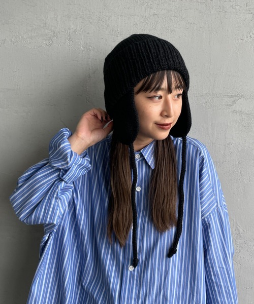 RACAL（ラカル）の「[RACAL/ラカル] 耳当て付き ニットワッチ（ニットキャップ/ビーニー・メンズ・ブラック/ブラウン・F）」の6枚目の写真